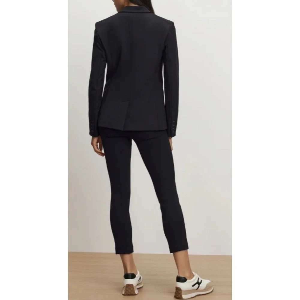 Veronica Beard Scuba Blazer Navy Blue Single Button Peak Lapel Size 2 - Picture 10 of 11